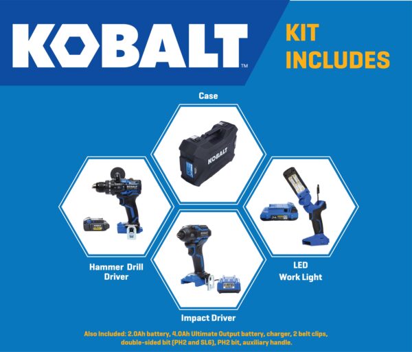 Kobalt XTR 24-volt 3-Tool Brushless Power Tool Combo Kit with Hard Case (2-Batteries and Charger Included) - Image 5