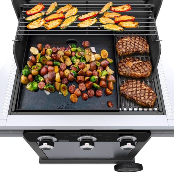 Charbroil Commercial Series Grill and Griddle Combo Stainless Steel 3-Burner Infrared Liquid Propane and Natural Gas Grill - Image 3