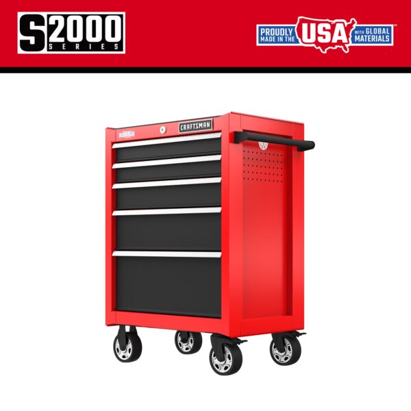 CRAFTSMAN 2000 Series 26-Inches W x 36.5-Inches H 5 -Drawer Steel Rolling Tool Cabinet ( Red ) - Image 3