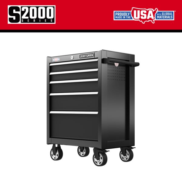 CRAFTSMAN 2000 Series 26.5-Inches W x 37.5-Inches H 5 -Drawer Steel Rolling Tool Cabinet ( Black ) - Image 3