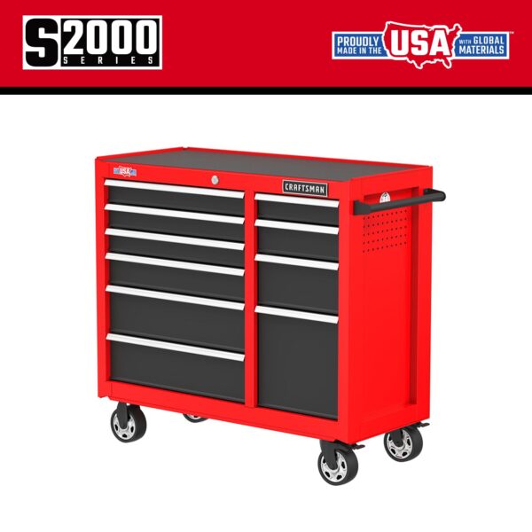 CRAFTSMAN 2000 Series 41-Inches W x 37.5-Inches H 10 -Drawer Steel Rolling Tool Cabinet ( Red ) - Image 2