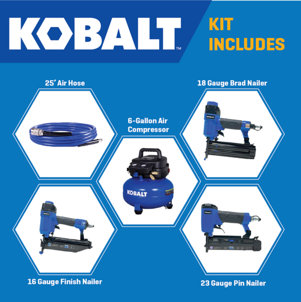 Kobalt 6-Gallon Portable Electric 150 PSI Pancake Air Compressor with Accessories Included - Image 2