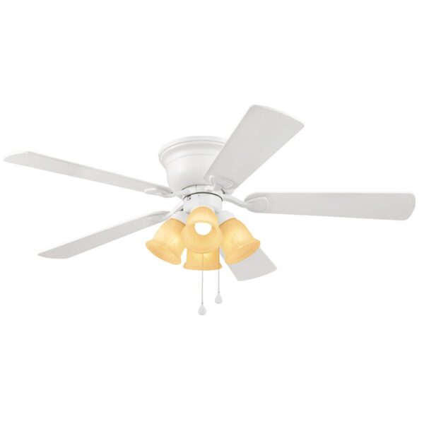 Harbor Breeze Centreville 52-Inches White with White/blonde Blades Indoor Flush mount Standard Ceiling Fan With Light ( 5 -Blade) - Image 9