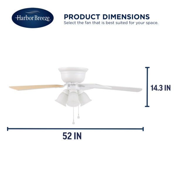 Harbor Breeze Centreville 52-Inches White with White/blonde Blades Indoor Flush mount Standard Ceiling Fan With Light ( 5 -Blade) - Image 7