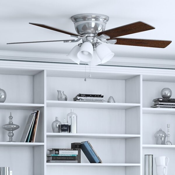 Harbor Breeze Centreville 52-Inches Brushed Nickel with Nutmeg/Cocoa Blades Indoor Flush mount Standard Ceiling Fan With Light ( 5 -Blade)