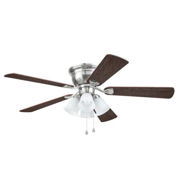 Harbor Breeze Centreville 52-Inches Brushed Nickel with Nutmeg/Cocoa Blades Indoor Flush mount Standard Ceiling Fan With Light ( 5 -Blade) - Image 10
