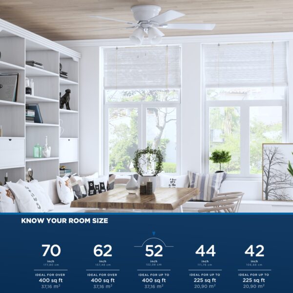Harbor Breeze Centreville 52-Inches White with White/blonde Blades Indoor Flush mount Standard Ceiling Fan With Light ( 5 -Blade) - Image 8