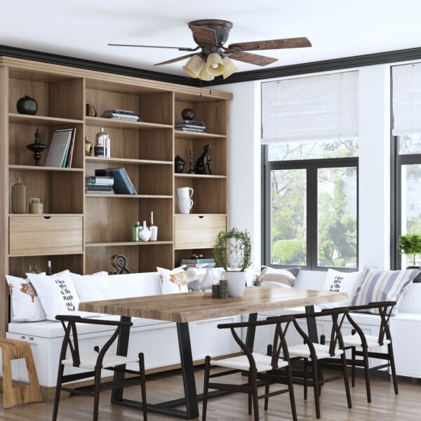 Harbor Breeze Centreville 52-Inches Oil-Rubbed Bronze with Auburn/Mink Blades Indoor Flush mount Standard Ceiling Fan With Light ( 5 -Blade) - Image 5