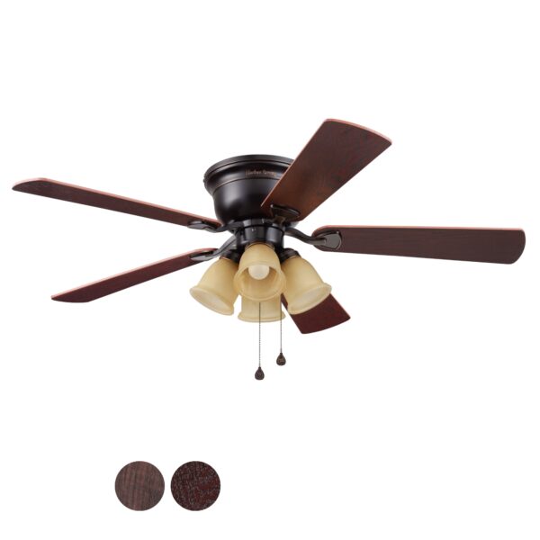 Harbor Breeze Centreville 52-Inches Oil-Rubbed Bronze with Auburn/Mink Blades Indoor Flush mount Standard Ceiling Fan With Light ( 5 -Blade) - Image 4