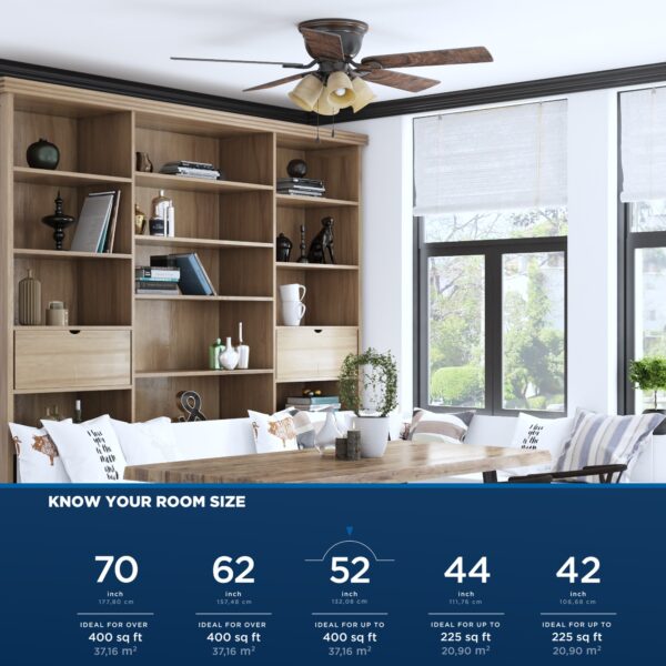 Harbor Breeze Centreville 52-Inches Oil-Rubbed Bronze with Auburn/Mink Blades Indoor Flush mount Standard Ceiling Fan With Light ( 5 -Blade) - Image 9