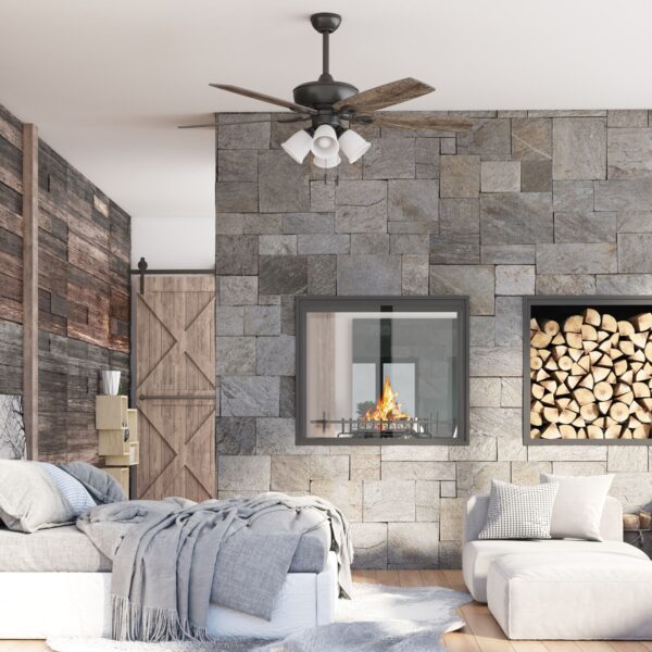 Harbor Breeze Notus 52-Inches Bronze with Mocha/Sienna Blades Indoor Downrod mount Standard Ceiling Fan With Light ( 5 -Blade) - Image 4
