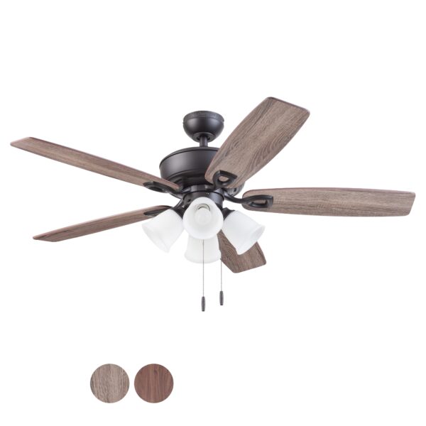 Harbor Breeze Notus 52-Inches Bronze with Mocha/Sienna Blades Indoor Downrod mount Standard Ceiling Fan With Light ( 5 -Blade) - Image 3