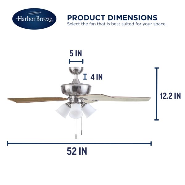 Harbor Breeze Notus 52-Inches Brushed Nickel with Driftwood/Sienna Blades Indoor Downrod mount Standard Ceiling Fan With Light ( 5 -Blade) - Image 7
