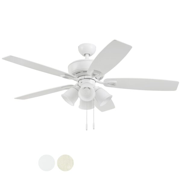 Harbor Breeze Notus 52-Inches White with White/driftwood Blades Indoor Downrod mount Standard Ceiling Fan With Light ( 5 -Blade) - Image 3