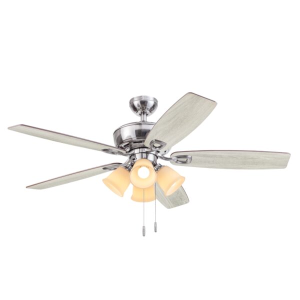 Harbor Breeze Notus 52-Inches Brushed Nickel with Driftwood/Sienna Blades Indoor Downrod mount Standard Ceiling Fan With Light ( 5 -Blade) - Image 9