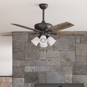 Harbor Breeze Notus 52-Inches Bronze with Mocha/Sienna Blades Indoor Downrod mount Standard Ceiling Fan With Light ( 5 -Blade)