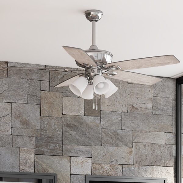 Harbor Breeze Notus 52-Inches Brushed Nickel with Driftwood/Sienna Blades Indoor Downrod mount Standard Ceiling Fan With Light ( 5 -Blade)