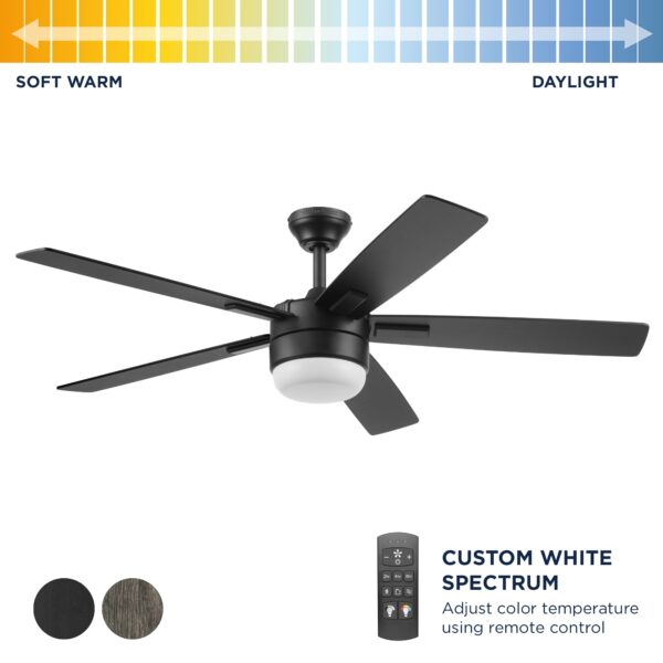 Harbor Breeze Boltz III Easy2Hang 52-Inches Matte Black with Black Blades Color-Changing Integrated LED Fixture Indoor Downrod mount Standard Ceiling Fan With Light and Remote ( 5 -Blade) - Image 2