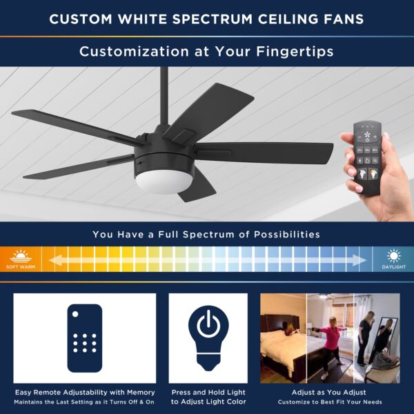 Harbor Breeze Boltz III Easy2Hang 52-Inches Matte Black with Black Blades Color-Changing Integrated LED Fixture Indoor Downrod mount Standard Ceiling Fan With Light and Remote ( 5 -Blade) - Image 5
