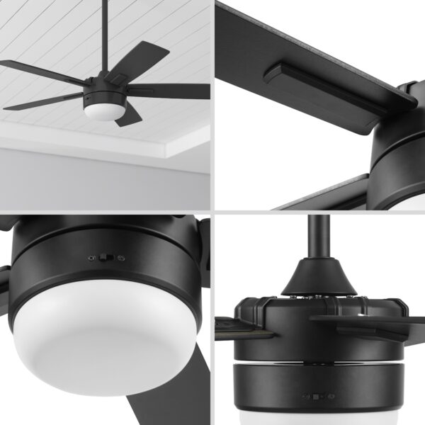 Harbor Breeze Boltz III Easy2Hang 52-Inches Matte Black with Black Blades Color-Changing Integrated LED Fixture Indoor Downrod mount Standard Ceiling Fan With Light and Remote ( 5 -Blade) - Image 7