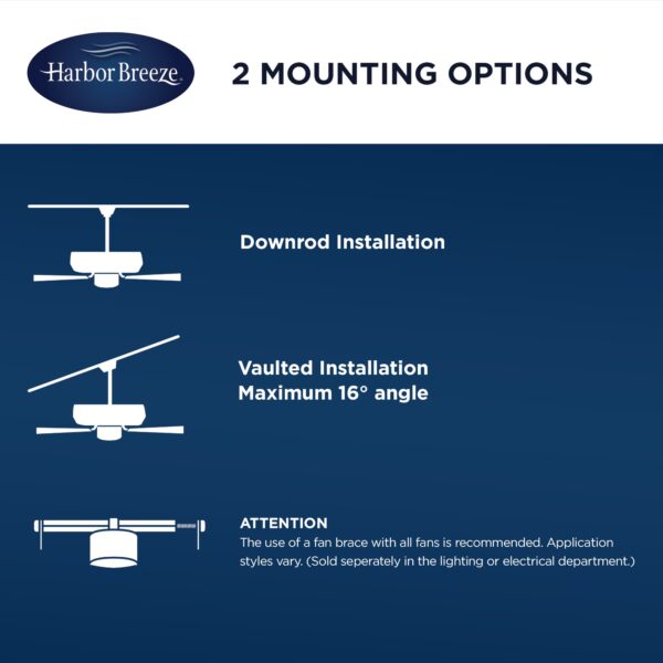 Harbor Breeze Summersville 52-Inches Textured Black with Driftwood/Auburn Blades Indoor/Outdoor Downrod mount Standard Ceiling Fan With Light and Remote ( 5 -Blade) - Image 10