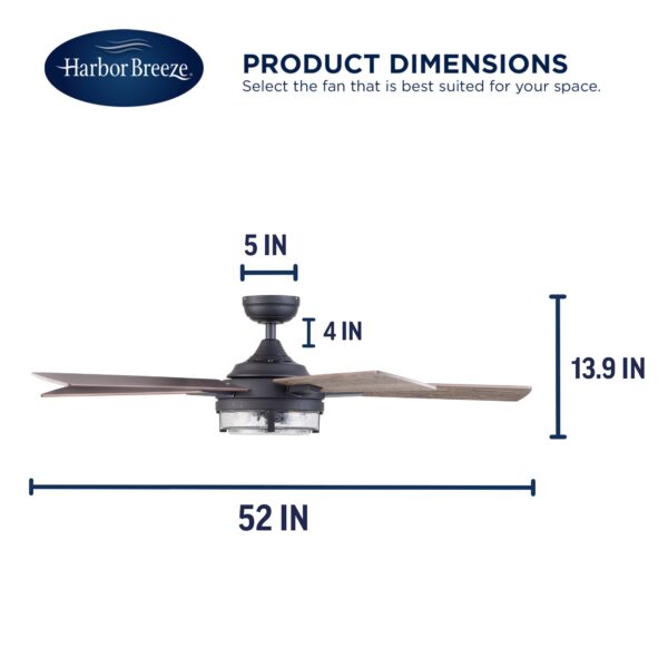 Harbor Breeze Summersville 52-Inches Textured Black with Driftwood/Auburn Blades Indoor/Outdoor Downrod mount Standard Ceiling Fan With Light and Remote ( 5 -Blade) - Image 8