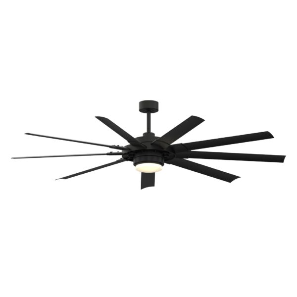 Fanimation Studio Collection Slinger v2 72-in Matte Black with Black Blades Color-Changing Integrated LED Fixture Indoor/Outdoor Downrod mount Standard Ceiling Fan With Light and Remote ( 9 -Blade) - Image 2