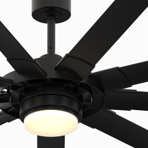 Fanimation Studio Collection Slinger v2 72-in Matte Black with Black Blades Color-Changing Integrated LED Fixture Indoor/Outdoor Downrod mount Standard Ceiling Fan With Light and Remote ( 9 -Blade) - Image 3