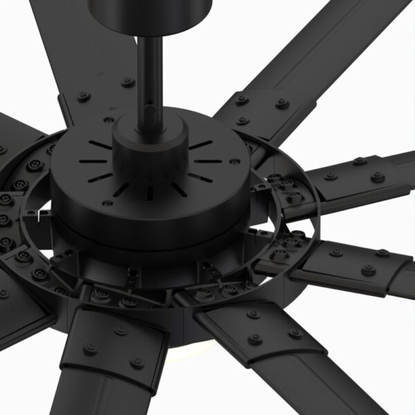 Fanimation Studio Collection Slinger v2 72-in Matte Black with Black Blades Color-Changing Integrated LED Fixture Indoor/Outdoor Downrod mount Standard Ceiling Fan With Light and Remote ( 9 -Blade) - Image 4