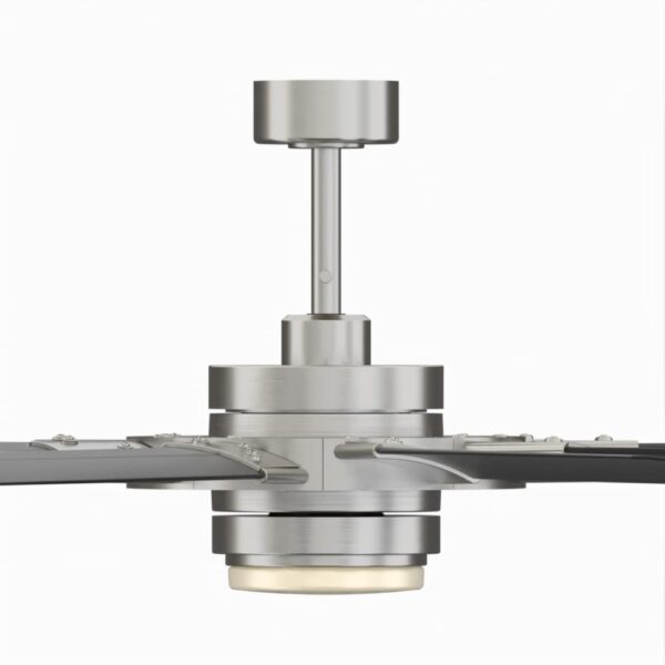 Fanimation Studio Collection Slinger v2 72-Inches Brushed Nickel and Black with Black Blades Color-Changing Integrated LED Fixture Indoor/Outdoor Downrod mount Standard Ceiling Fan With Light and Remote ( 9 -Blade) - Image 6