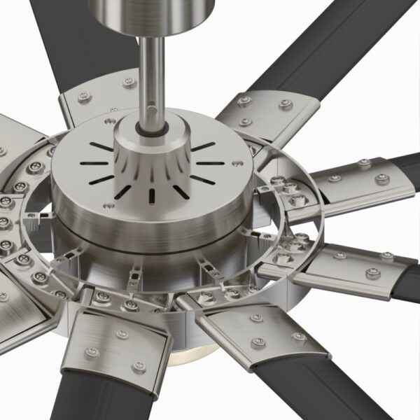 Fanimation Studio Collection Slinger v2 72-Inches Brushed Nickel and Black with Black Blades Color-Changing Integrated LED Fixture Indoor/Outdoor Downrod mount Standard Ceiling Fan With Light and Remote ( 9 -Blade) - Image 5
