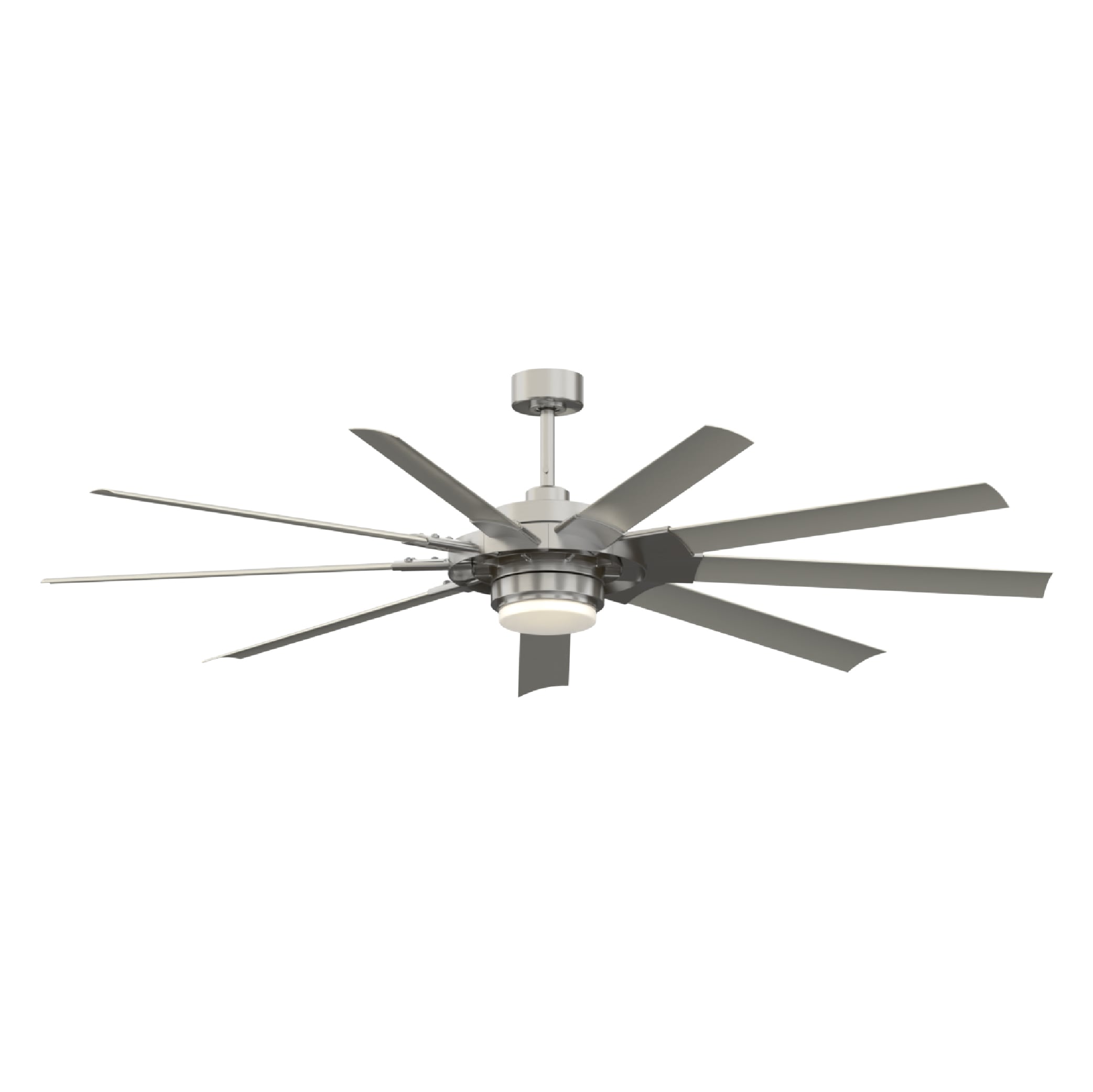 Fanimation Studio Collection Slinger v2 72-in Brushed Nickel with Gray Blades Color-Changing Integrated LED Fixture Indoor/Outdoor Downrod mount Standard Ceiling Fan With Light and Remote ( 9 -Blade) - Image 2