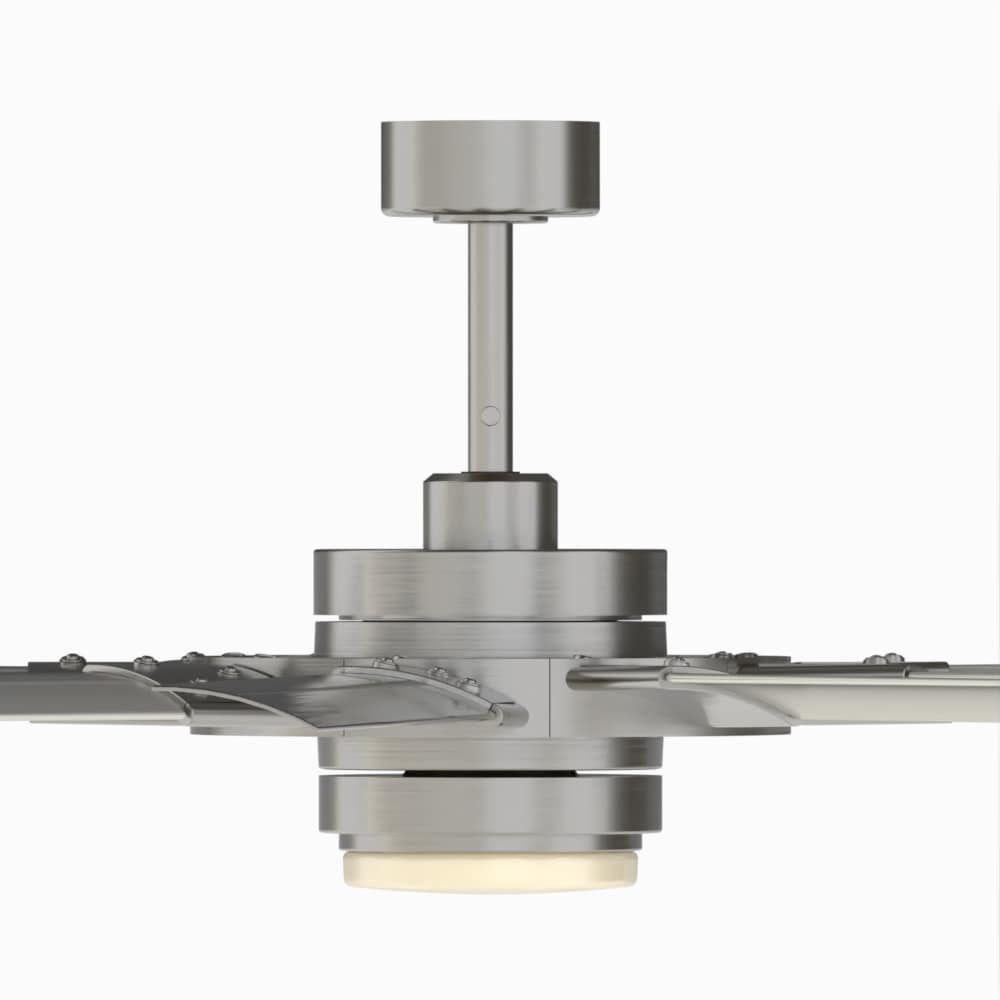 Fanimation Studio Collection Slinger v2 72-in Brushed Nickel with Gray Blades Color-Changing Integrated LED Fixture Indoor/Outdoor Downrod mount Standard Ceiling Fan With Light and Remote ( 9 -Blade) - Image 5
