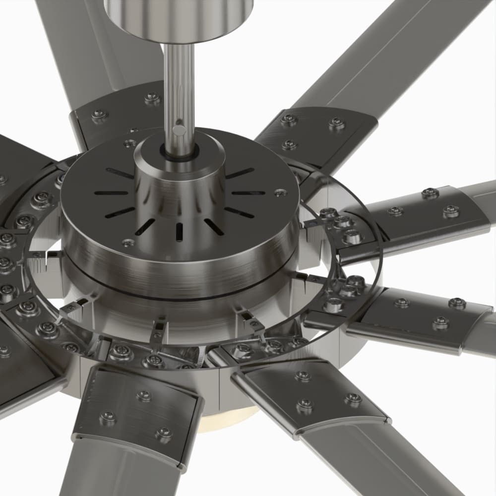 Fanimation Studio Collection Slinger v2 72-in Brushed Nickel with Gray Blades Color-Changing Integrated LED Fixture Indoor/Outdoor Downrod mount Standard Ceiling Fan With Light and Remote ( 9 -Blade) - Image 4