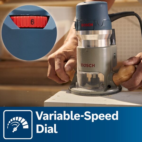 Bosch 1/4-in and 1/2-in 12.0000 -Amp 2.25 -HP Variable Speed Combo Fixed/Plunge Router Hard case - Image 5