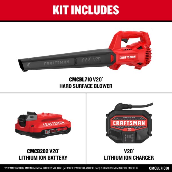 CRAFTSMAN V20 20-volt Max 200-CFM 90-MPH Battery Handheld Leaf Blower 2 Ah (Battery and Charger Included) - Image 5
