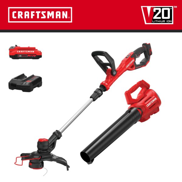 CRAFTSMAN V20 20-volt Max Cordless Battery String Trimmer and Leaf Blower Combo Kit 2 Ah (Battery & Charger Included) - Image 2
