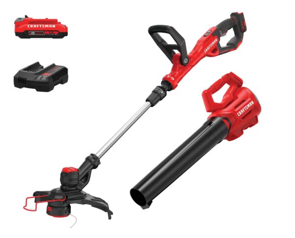 CRAFTSMAN V20 20-volt Max Cordless Battery String Trimmer and Leaf Blower Combo Kit 2 Ah (Battery & Charger Included)