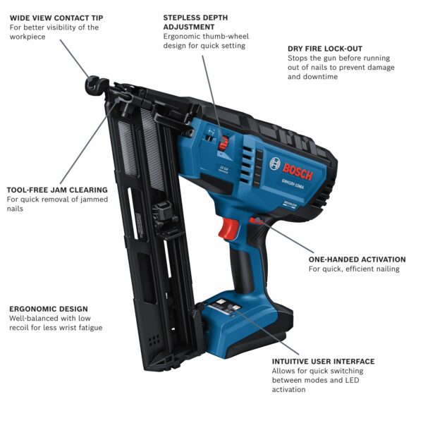 Bosch 18V Brushless 2-1/2-in 15 -Gauge Cordless Finish Nailer - Image 2