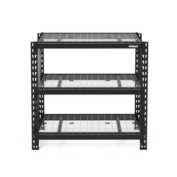 Kobalt Steel Heavy Duty 3-Tier Utility Shelving Unit (48-in W x 24-in D x 47-in H), Black, (1500-lb Capacity Per Shelf)