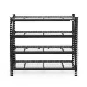 Kobalt Bolted Steel Heavy Duty 4-Tier Utility Shelving Unit (77-in W x 24-in D x 72-in H), Black, (1500-lb Capacity Per Shelf)