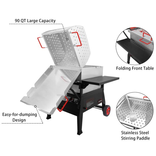 Creole Feast 90 QT Single Sack Crawfish Boiler 2 -Burner Propane 20-lb. tank Electronic Aluminum Boiler - Image 5