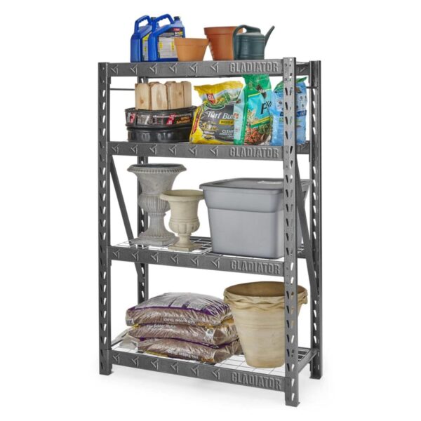 Gladiator Steel Heavy Duty 4-Tier Utility (48-in W x 18-in D x 72-in H), Gray, (2000-lb Capacity Per Shelf) - Image 7