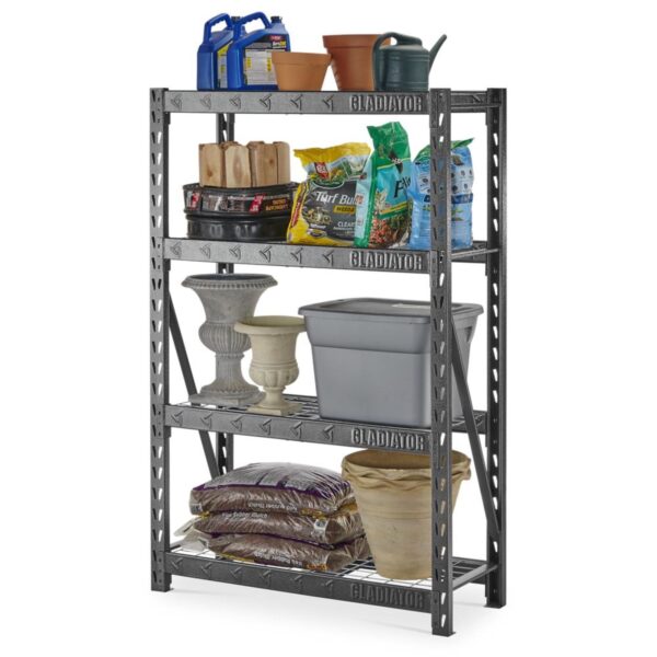 Gladiator Steel Heavy Duty 4-Tier Utility (48-in W x 18-in D x 72-in H), Gray, (2000-lb Capacity Per Shelf) - Image 5