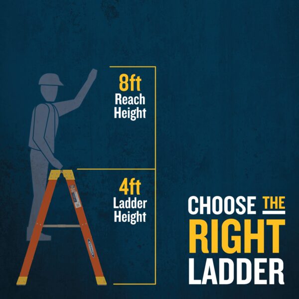 Werner NXT1A 4.0-Feet ( 8.4-Feet Reach Height ) Fiberglass Type 1A - 300 lbs. Load Capacity Step ladder - Image 3