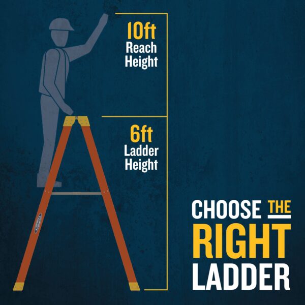 Werner NXT1A 6-Feet ( 10.3-Feet Reach Height ) Fiberglass Type 1A - 300 lbs. Load Capacity Step ladder - Image 3