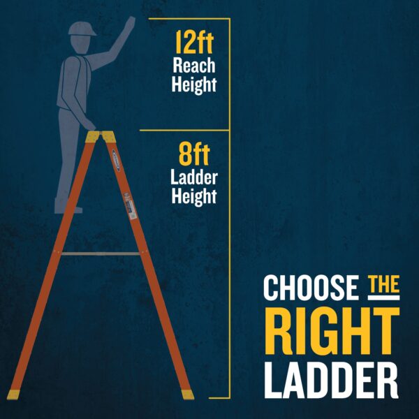 Werner NXT1A 8-Feet ( 12 Reach Height ) Fiberglass Type 1A - 300 lbs. Load Capacity Step ladder - Image 3