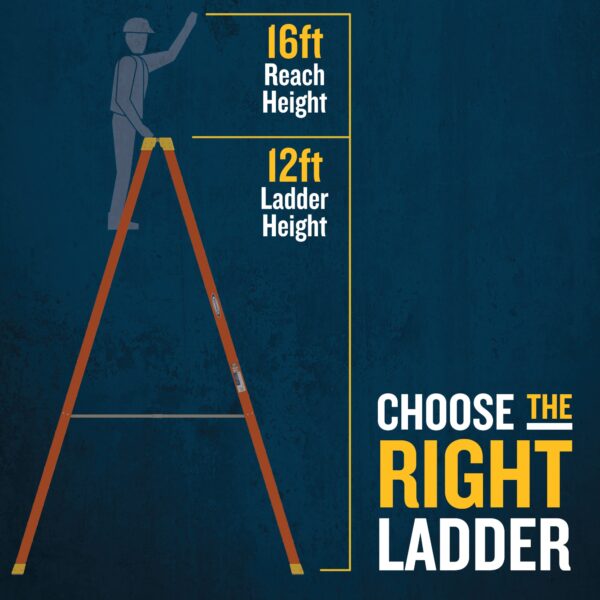 Werner PDIA00 12.0-Feet ( 16.0-Feet Reach Height ) Fiberglass Type 1A - 300 lbs. Load Capacity Podium ladder - Image 3