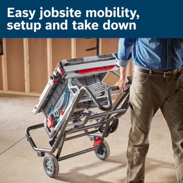 Bosch 10-in 15 -Amp 120 -Volt Portable Jobsite Table Saw with Foldable Rolling Stand - Image 7
