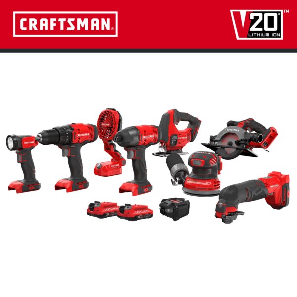 CRAFTSMAN V20 20-volt Max 8-Tool Power Tool Combo Kit with Soft Case (2-Batteries Included and Charger Included) - Image 2